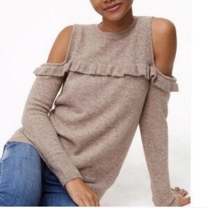 Loft Petites Cold Shoulder Tan Sweater Size XSP